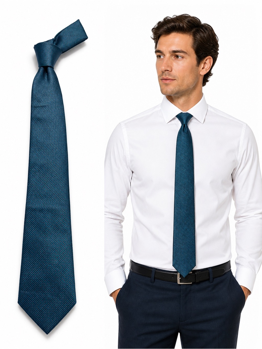 Prin London Teal and Magenta Micro-Pattern Necktie